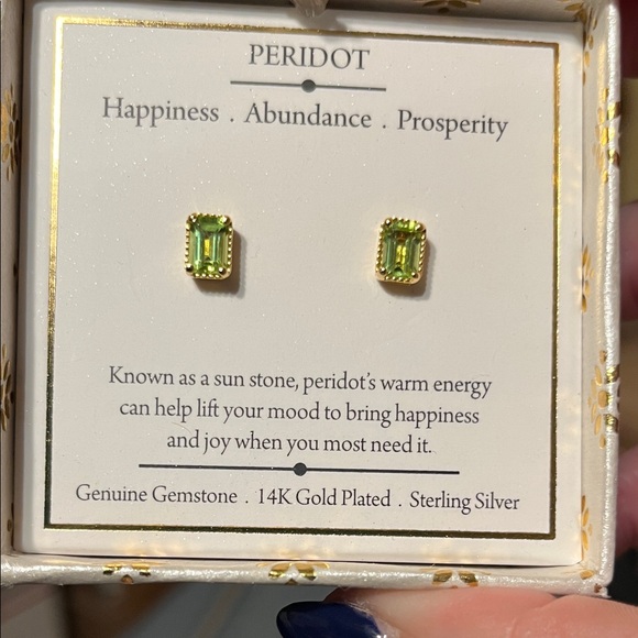 Shivam Jewelry - NIB Shivam Peridot 14K Gold Plated Sterling Silver Earrings Emerald Cut